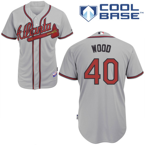Alex Wood #40 mlb Jersey-Atlanta Braves Women's Authentic Road Gray Cool Base Baseball Jersey
